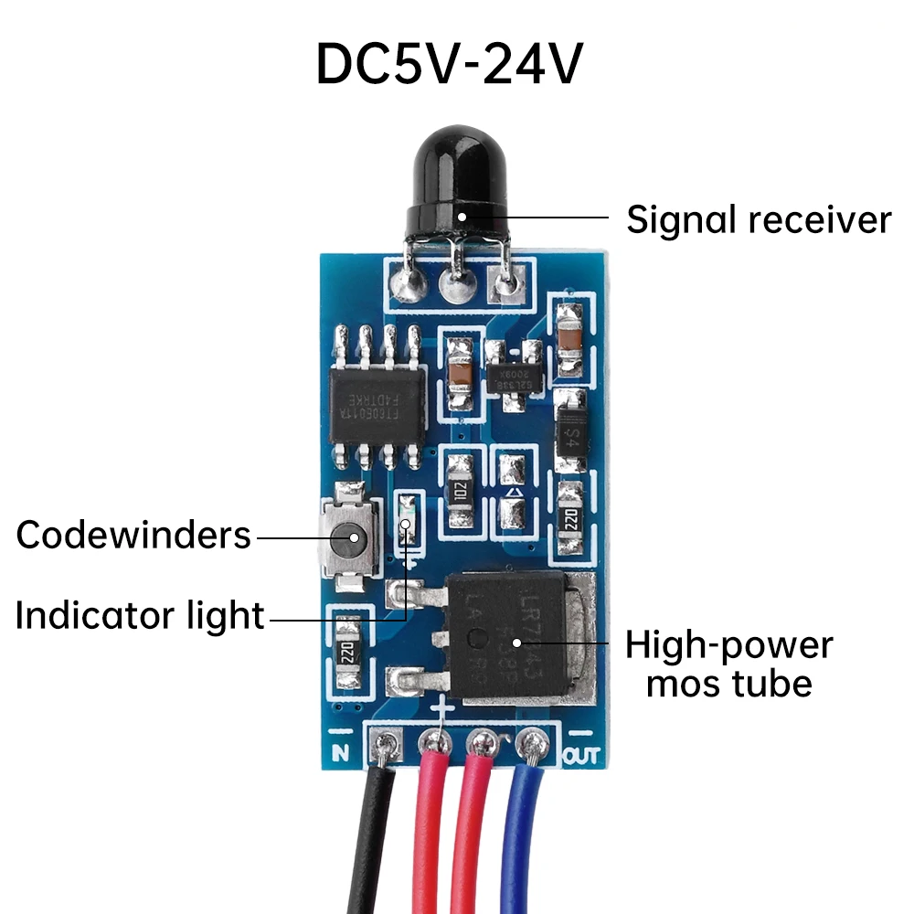 DC2.5V-5V/DC5V-24V Infrared IR Wireless Remote Control Module Kits Infrared Remote Control One Click Switch DIY Kit