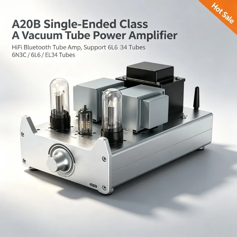 A20B Single-Ended Class A Vacuum Tube Power Amplifier, HiFi Bluetooth Tube Amp, Support 6N3C / 6L6 / EL34 Tubes