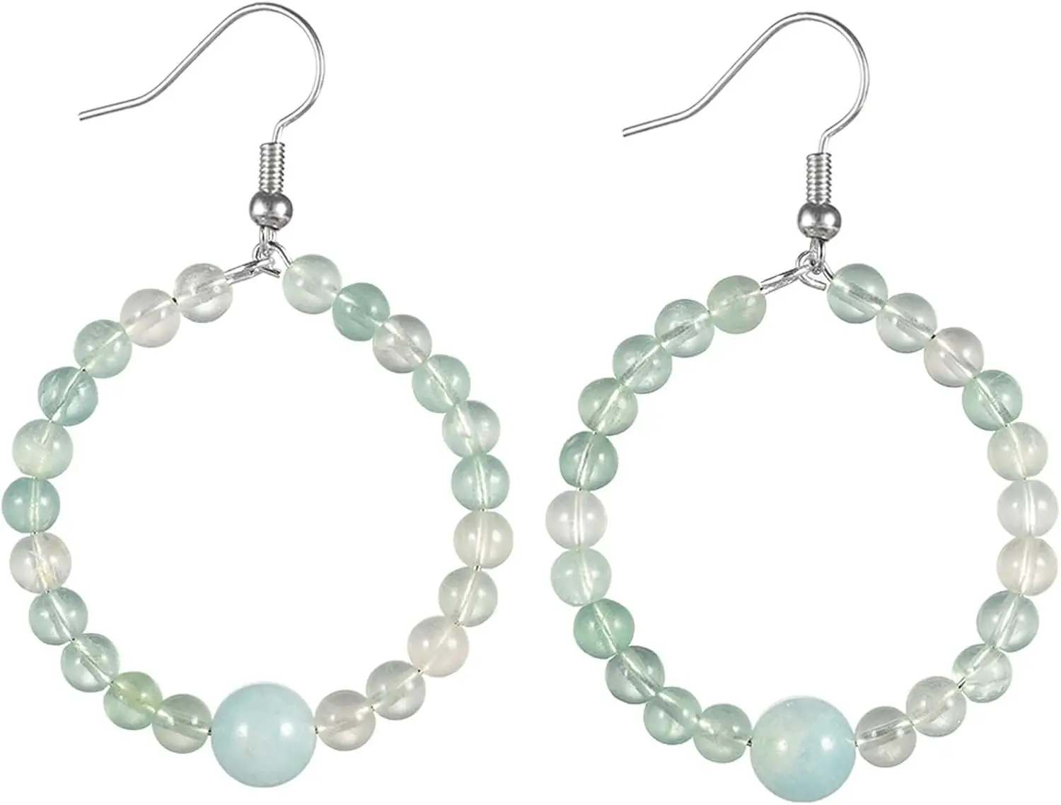 

Circle Dangle Earrings Natural Crystal Round Stone Beads Drop Earrings For Female Women Jewelry