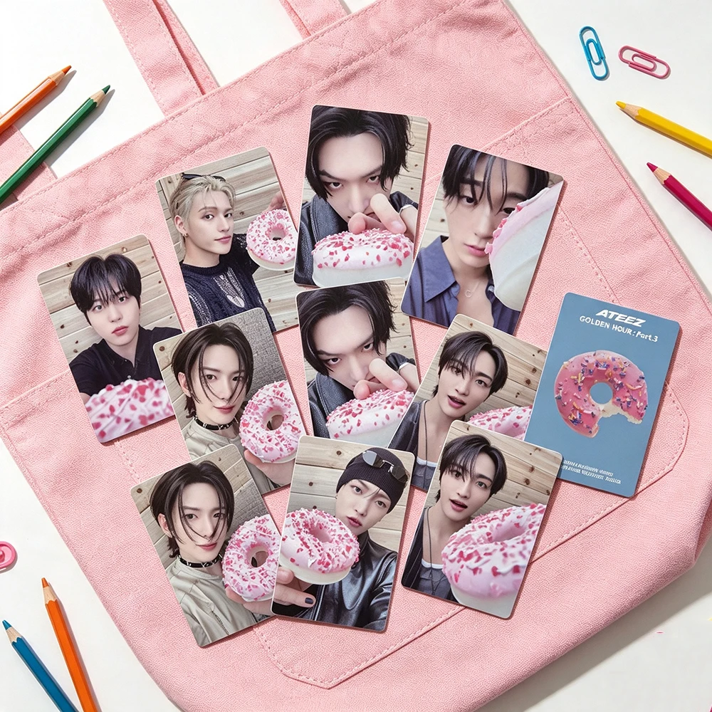 New Arrival ATEEZ Character Cosplay Glossy Selfie Photocards 8/64Pcs/Set Jongho Mingi San Golden Hour Part.3 Album Lomo Cards