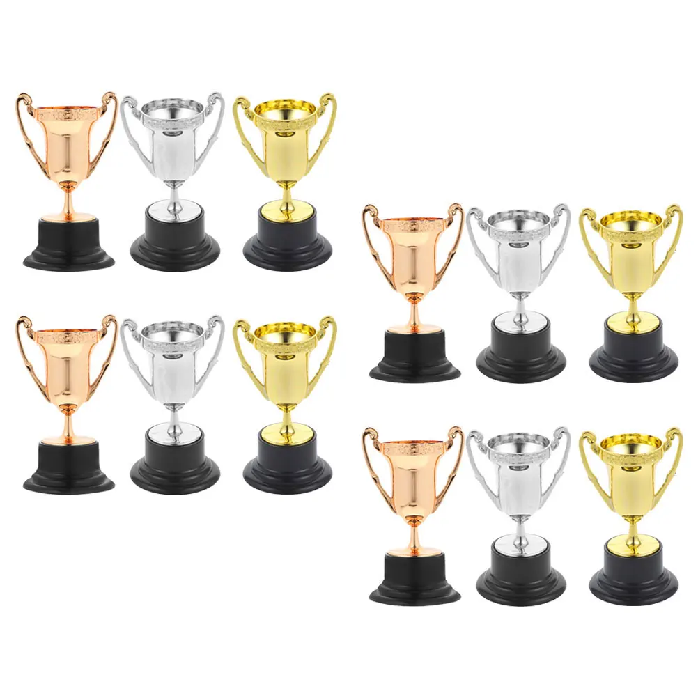 

24 Pcs Mini Plastic Trophies Kids Celebration Award Cups Gold Silver Bronze Sports Safe Elegant Design
