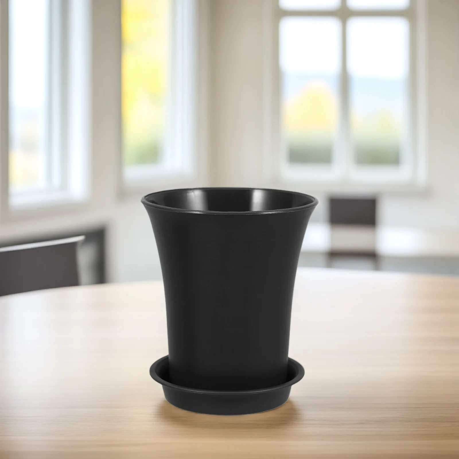 10 pçs plantadores de plástico redondos 9cm cinza escuro mini potes para plantas interior ao ar livre jardim plantio recipientes com bandeja pires