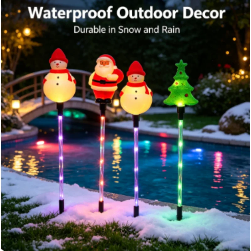 LED Pathway Lights Decorative Lamp 6 Pack Xmas Snowman Santa Reindeer Waterproof Outdoor for Yard Garden Lawn Holiday Decor