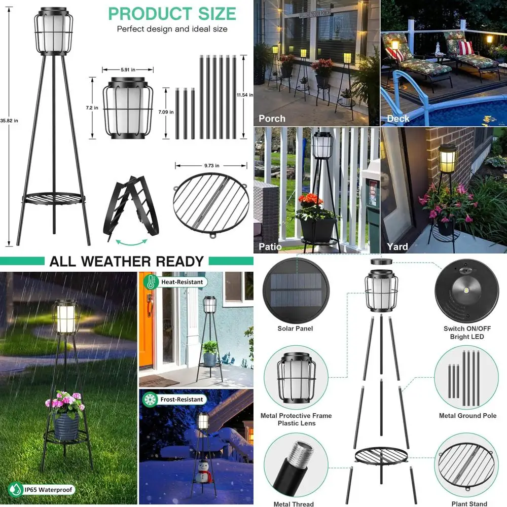 

Наружные торшеры на солнечной энергии с подставкой для растений, водонепроницаемые для патио, террасы, двора и садового декора