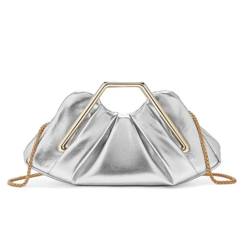 حقيبة يد للسيدات من JW PEI خفيفة فاخرة من الجلد الناعم بإطار معدني مطوي ومقبض هندسي وتصميم متخصص حقيبة عصرية للتنقل