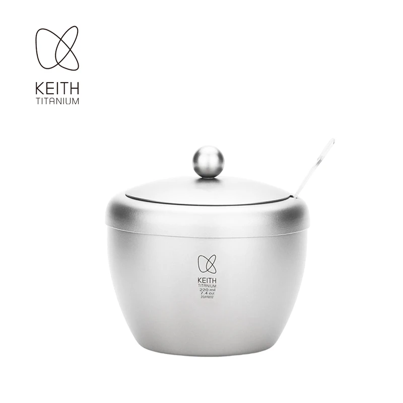 Keith Titanium Seasoning Jar 220ml Portable Spice Container with Lid &  Spoon Outdoor Camping Kitchen Condiment Storage Pot