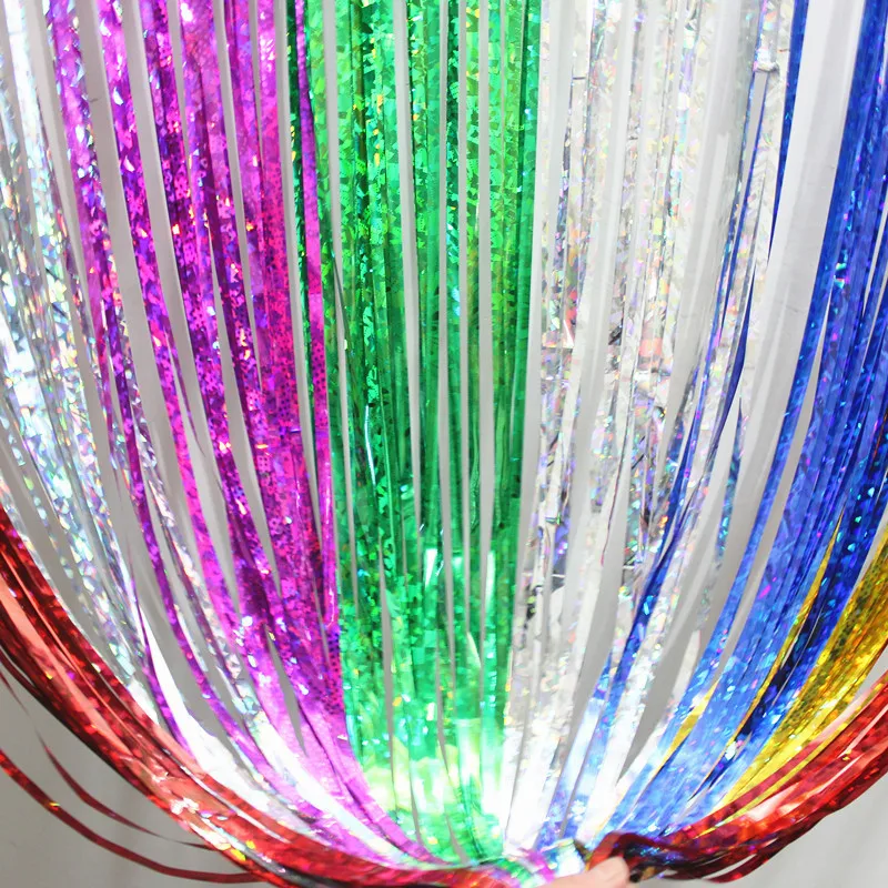 5pcs 10*100cm Tinsel Foil Fringe Door Window Curtain Birthday Party Decor Photo Backdrop Background Wedding Decorations Supplies