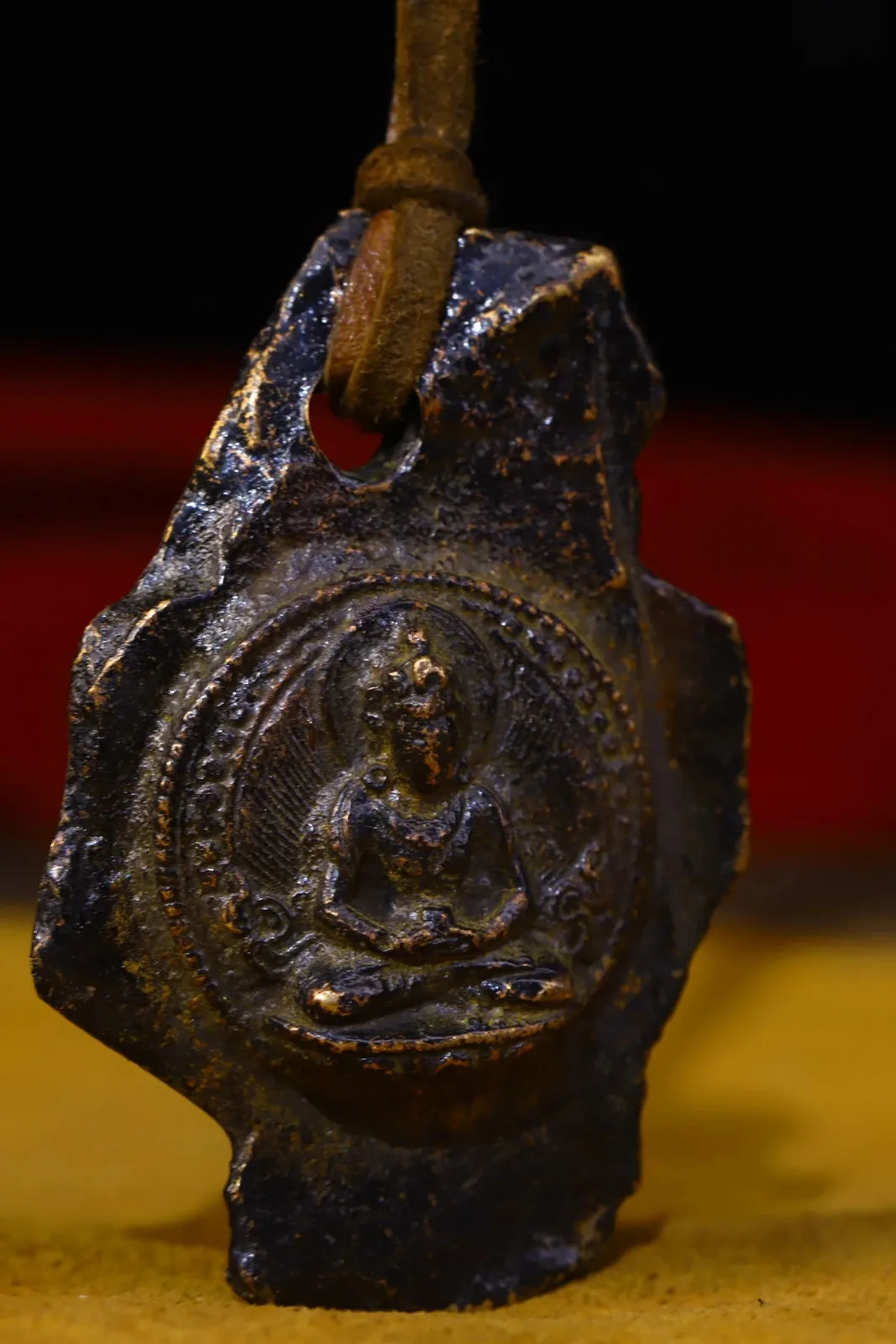 Bronze Cinnabar Amulet Longevity Buddha Buddha Card Pendant Town House Exorcism