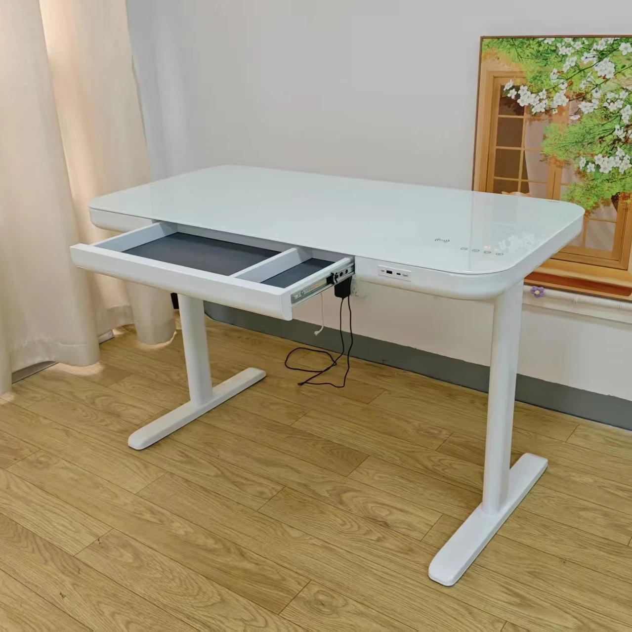 

Современный дизайн, динамик из закаленного стекла, порта USB/Type-C, беспроводная зарядка, многофункциональная аудиомебель для дома/офиса