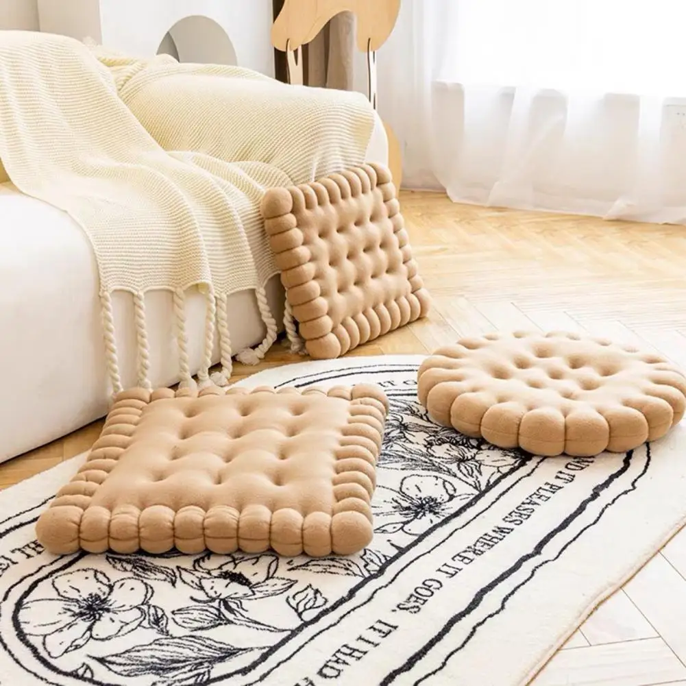 Biscuit Shape Plush Seat Cushion Soft Texture Creative Pillow Chair Seat Pad Thick Floor Mat Pillow Japanese Tatami Sofa Pillows