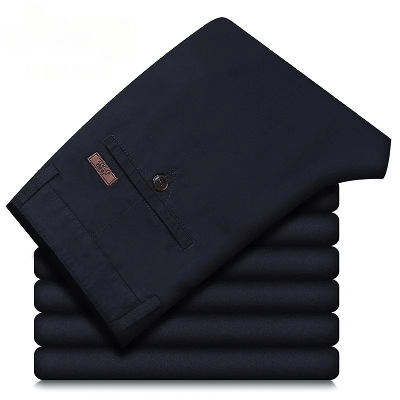 الربيع الصيف القطن سراويل تقليدية ملابس رجالي مستقيم الأعمال الأخضر الأسود الكاكي بنطلون الذكور حجم 40 42 44