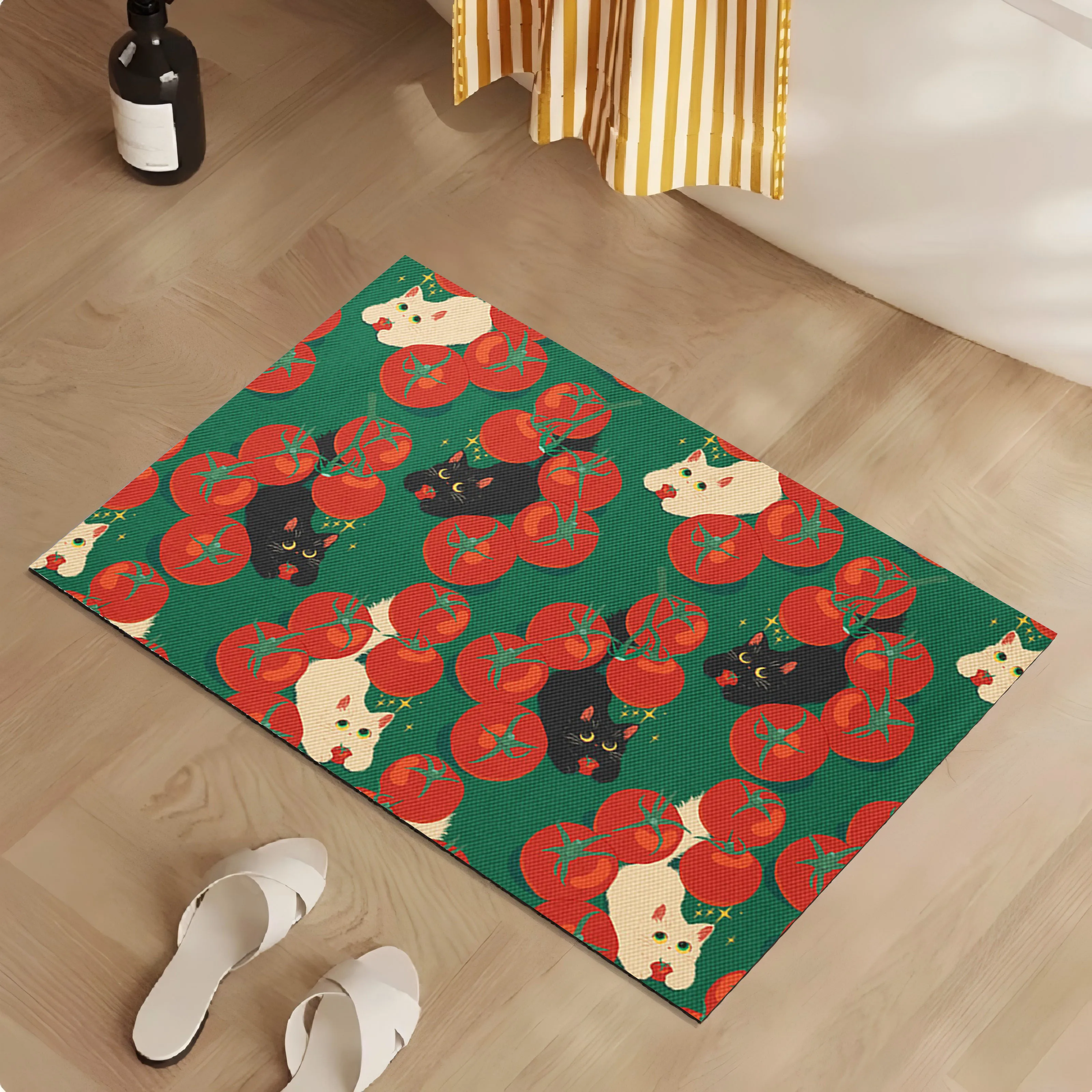 

Ковер VIKAMA с рисунком томатного кота, противоскользящий впитывающий напольный коврик для ванной комнаты, входная дверь, пенопластовый ковер, украшение для дома