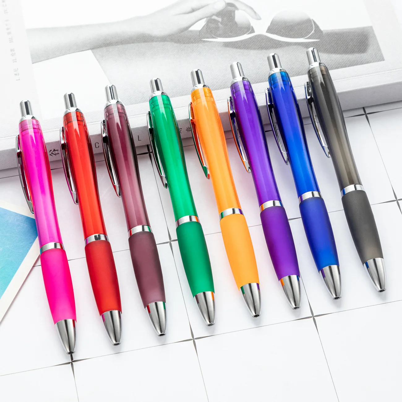 50PCS  Multi color gourd pen, plastic ballpoint pen, promotional pen, office student stationery gift pen