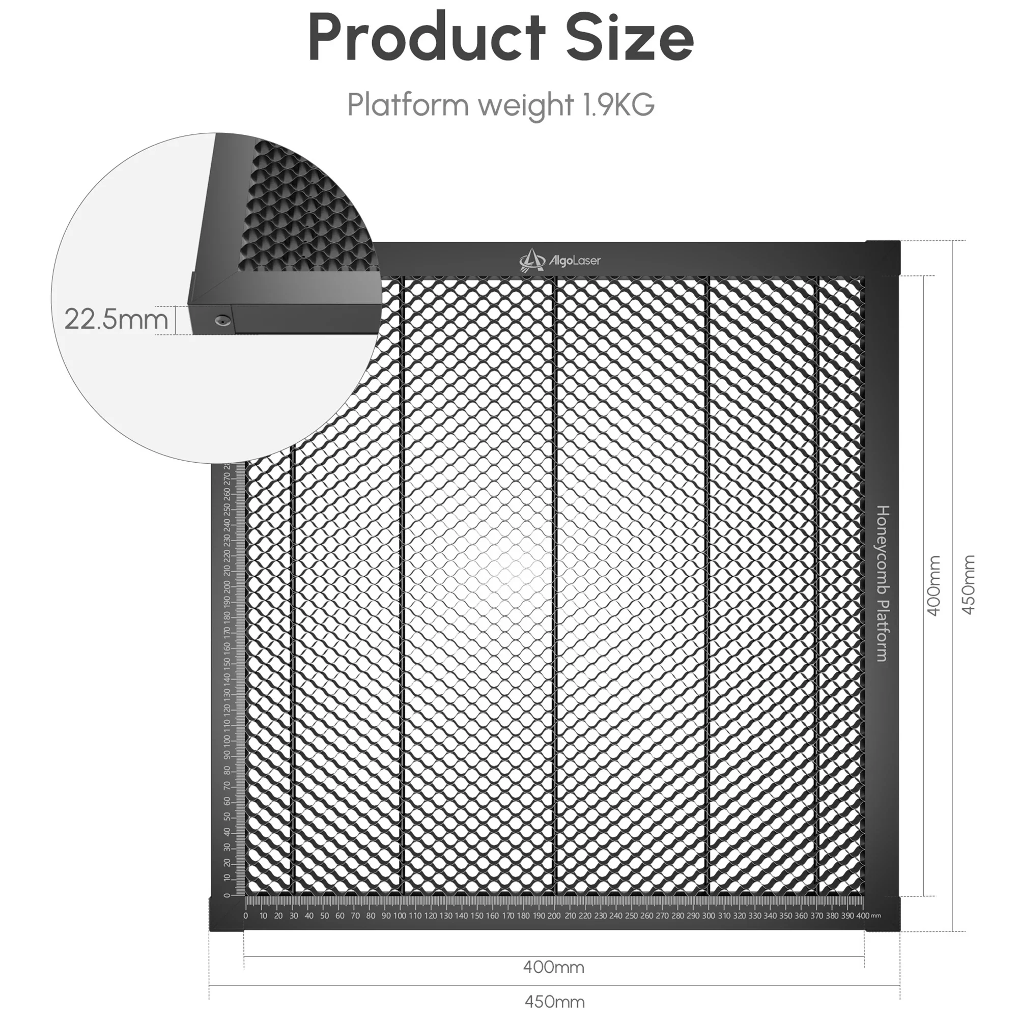 سرير ليزر بمنصة قرص العسل من Algolaser 445x450mm طاولة عمل من الفولاذ المقاوم للصدأ مع لوحة ألومنيوم لآلة نقش ثاني أكسيد الكربون باستخدام الحاسب الآلي