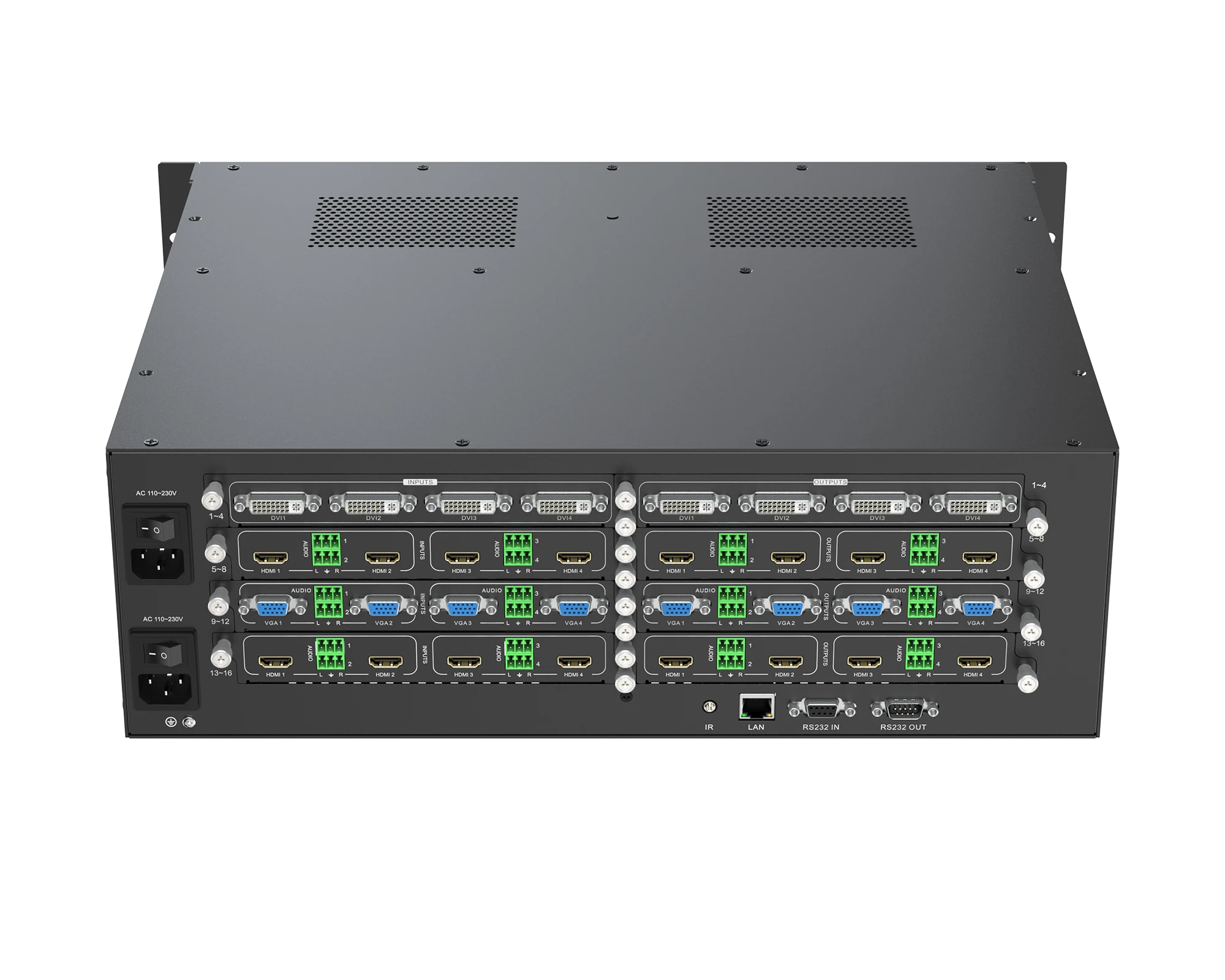 16x16 Seamless Matrix Switch Modular Case with Splicing Mode,  Available for 4x4 8x8 8x16 16x16 32x32 36x36 72x72