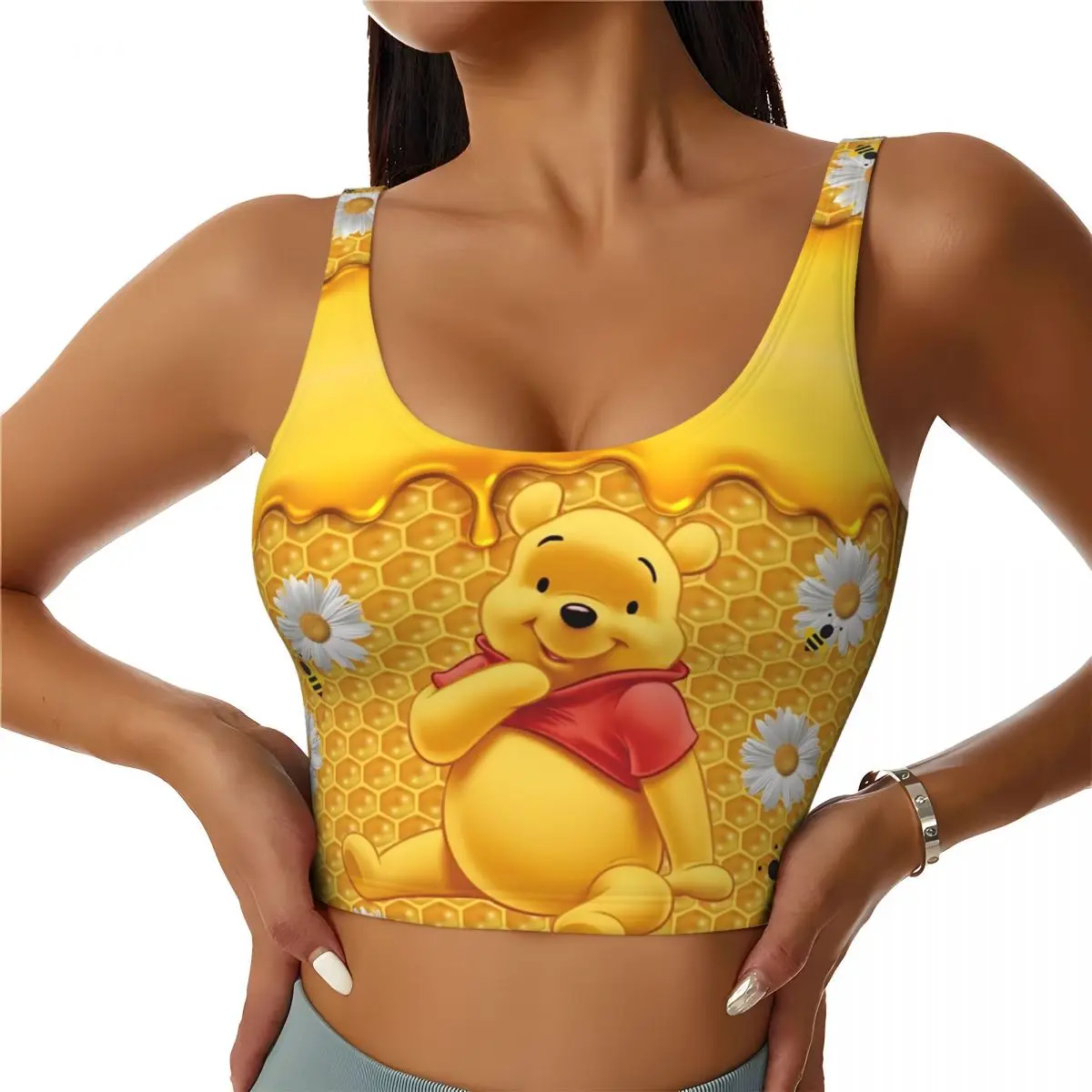 

Custom Winnie The Pooh Animations Cartoons Sports Bra Women Classical High Impact Workout Yoga Crop Top