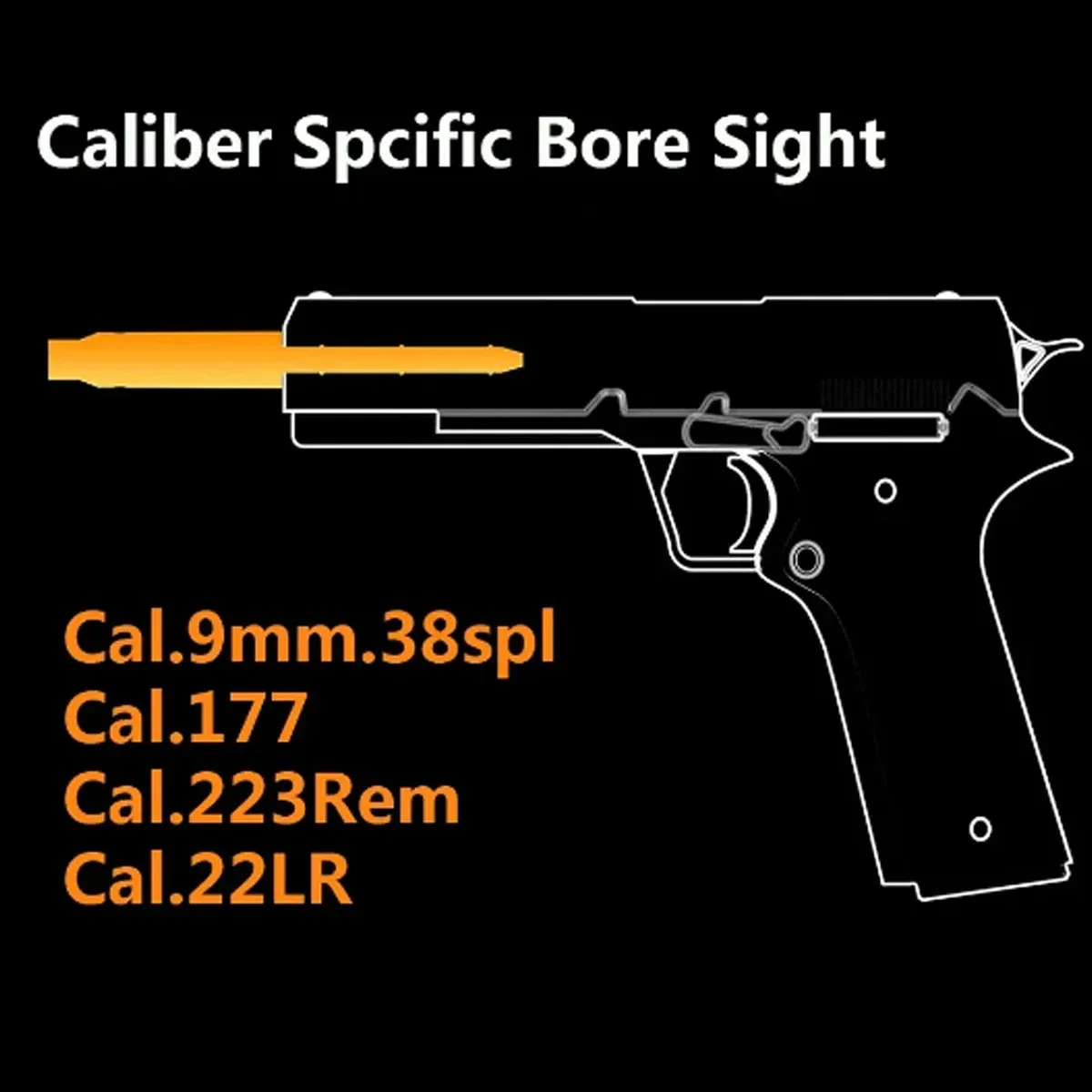 Tactical Green Bore Laser Boresighter .177 .22LR .38SPL 9MM .45ACP Rifle Caliber Lasers Glock 17 19 1911 Hunting Sight