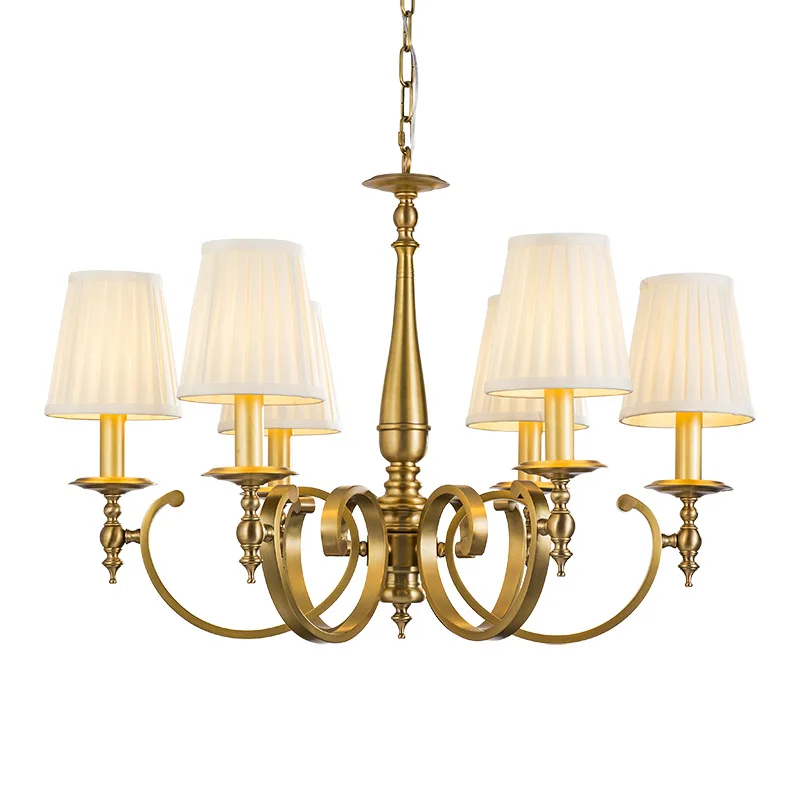 

American living room dining room all copper chandelier, simple atmosphere bedroom dining light