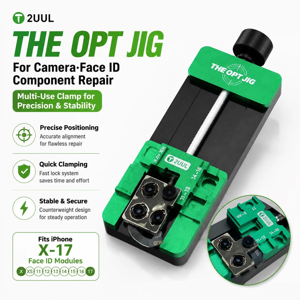 2UUL BH35 Face ID Camera Repair Fixture, Precise Component Fixing Clamp for IPhone X‑17PM Mobile Phone Maintenance Repair Work