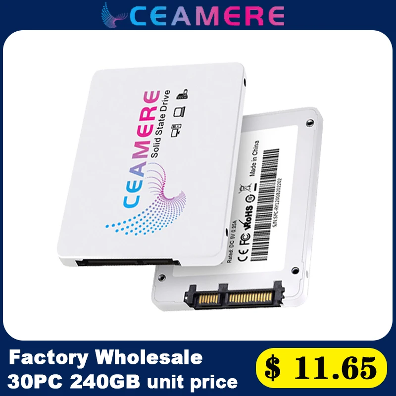 CeaMere Sata III 30pcs 120GB 2.5 SSD 128GB 240GB 256GB Hard Drive Disk 480GB 512GB HDD Disk Internal Hard Drive Free Custom Logo