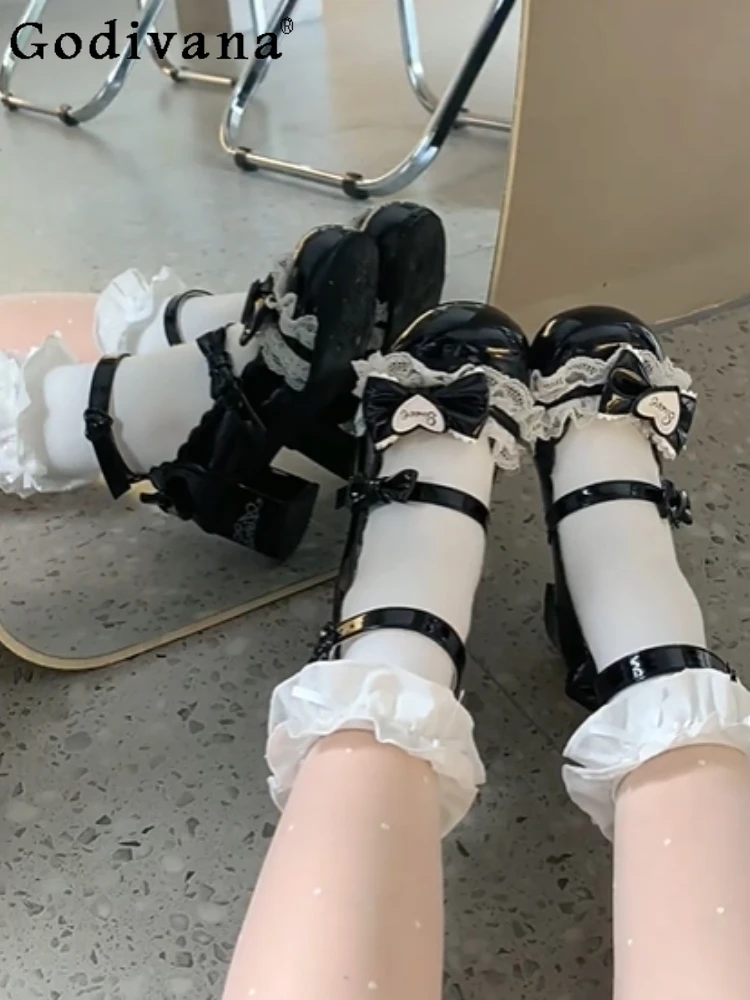 

Sweet Lolita White Heels Heel Mary Jane Cute Comfortable Chunky Platform Pumps Bowknot Leather Heel Students Shoes