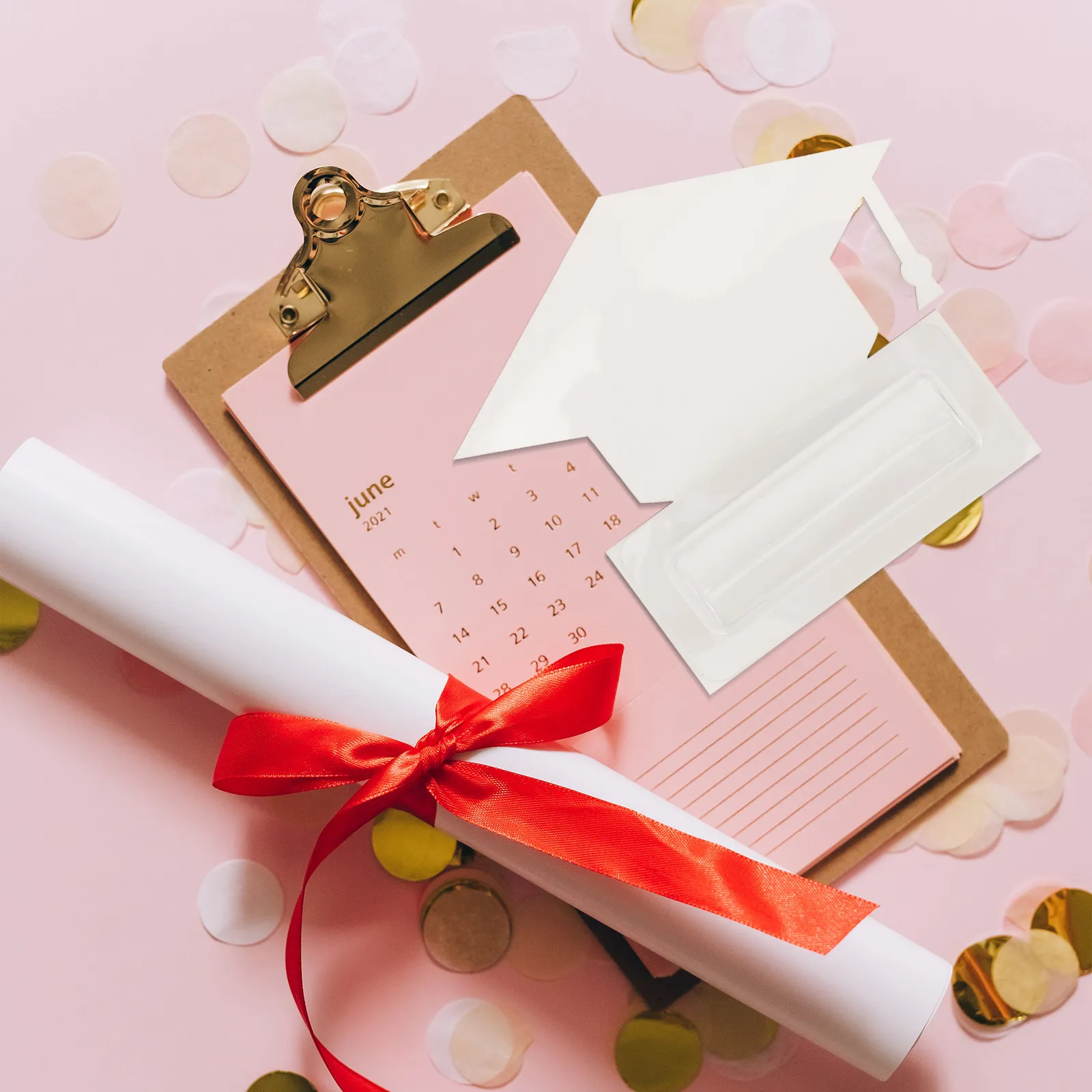 2Pcs Graduation Cap Cards Blank Sublimation DIY Money Holder Clear Plastic Lip Balm Pouches Festival Cards Sublimation Blanks