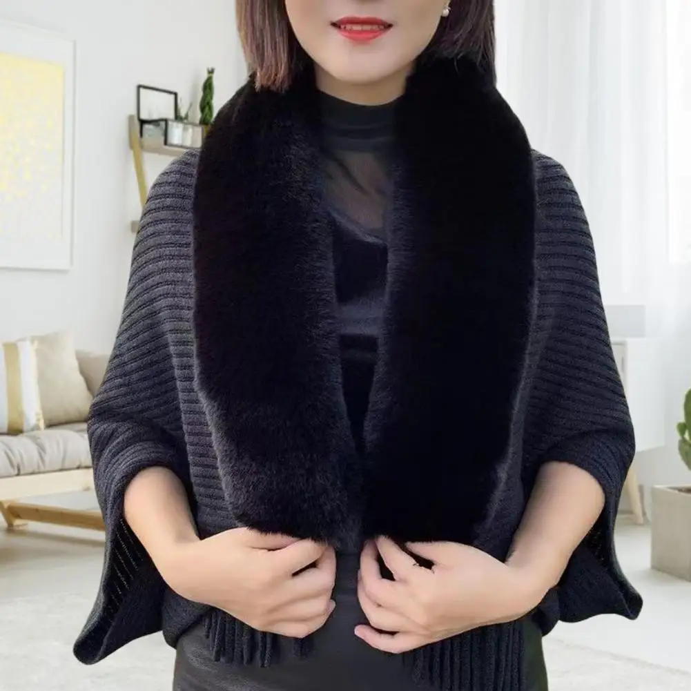 Rabbit Fur Women Shawl Luxury Elegant Knitted Tassel Banquet Party Shawl Thermal Batwing Sleeve Winter Scarf Cardigan new in 목도리