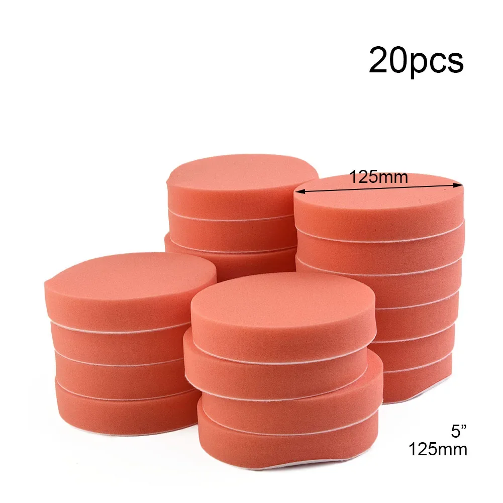 20 Pieces 125mm Flat Sponge Polishing Buffing For Pads for Car Polisher Suitable for Waxing and General Cleaning