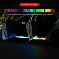2Pcs Car Door Opening Warning Flash Led Welcome Pedal Light Parking Safety Waterproof Auto Symphony Decorative Ambient Light Bar