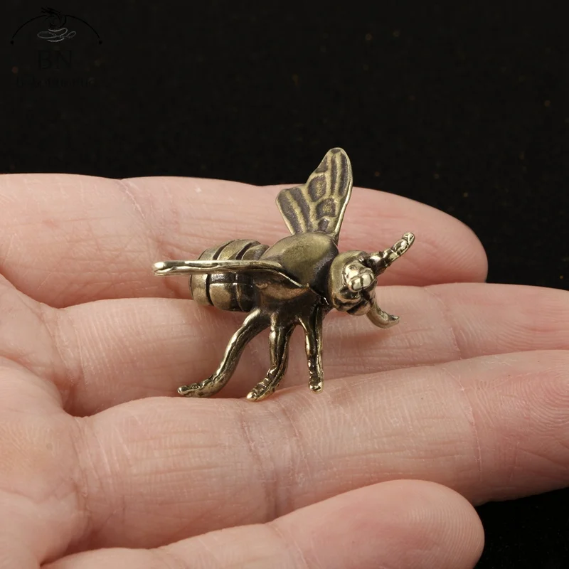 Brass Insect Honeybee Figurines Miniatures Desktop Ornament Tricky Spoof Insect Toy Retro Animal Small Statue Craft Collection
