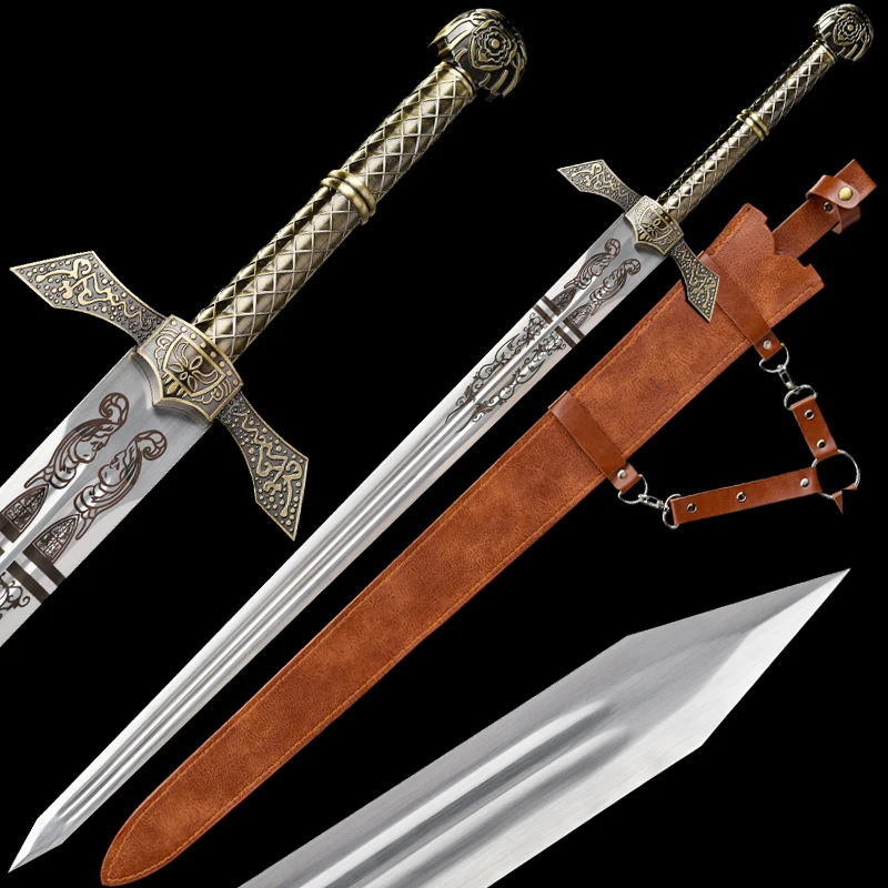 Banished Knight's Greatsword Replica Stainless Steel Blade, Leather Scabbard,Cosplay Movie Swords,Home Decor