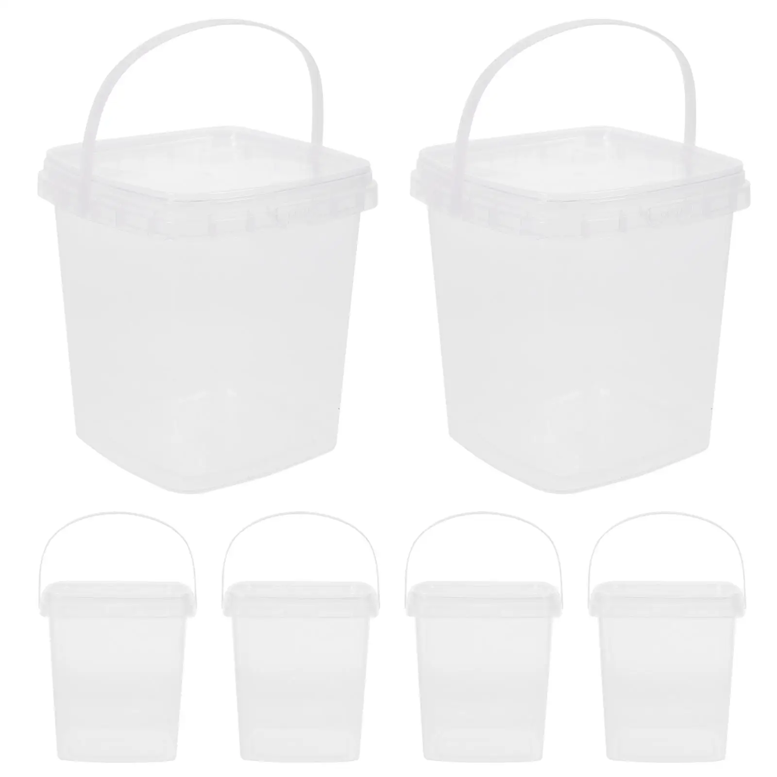 6 Pcs Food Grade Buckets Clear Popcorn Ice Cream Container Plastic Small Lid Storage