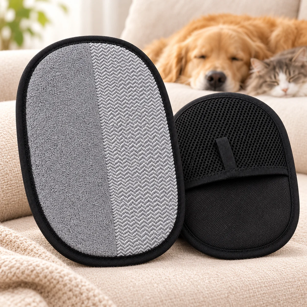 Reusable Pet Hair Remover Mitt for Dog Cat Fur, Dual-Sided Lint Cleaning Glove for Sofa Car Seat Carpet Pet Bed Furniture