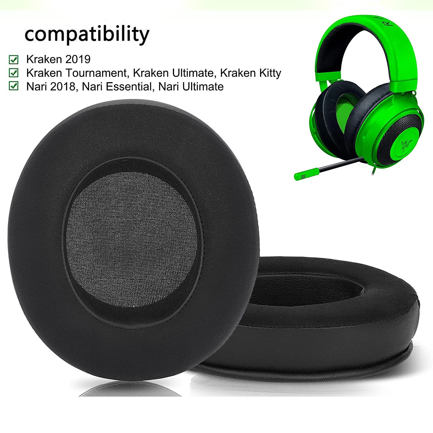 Sport Cooling Gel Ear Pads for Razer Nari Ultimate, Nari Essential, Kraken Kitty, Kraken Tournament Edition Headphones Earpads