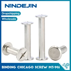 NINDEJIN-Chicago Aço Inoxidável Encadernação Parafusos, Phillip Cabeça, Rebite Montagem Parafuso para Livro, DIY Leather Craft, M3, M4, M5, M6