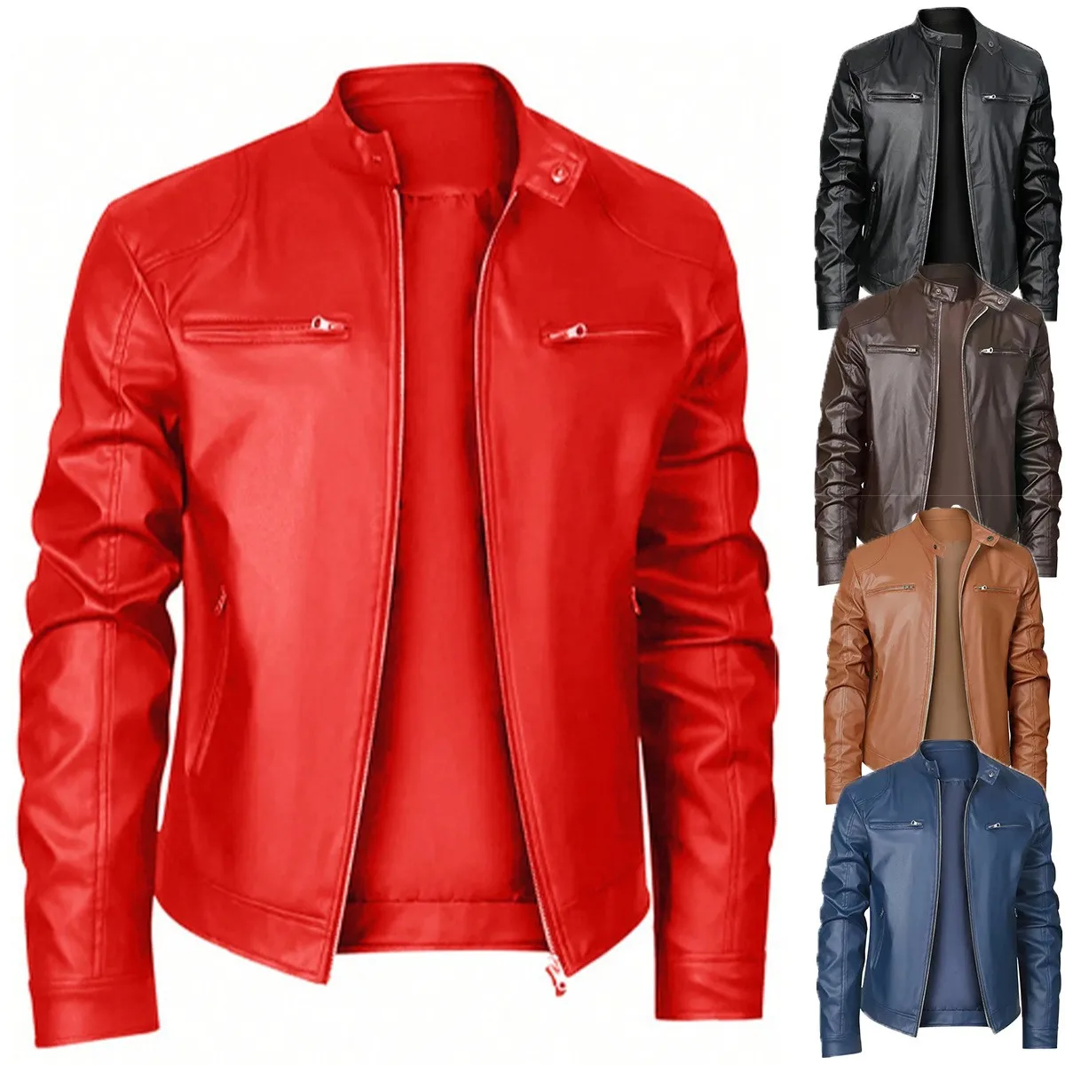 

Повседневное мужское кожаное пальто Jaet 2025 New Sle American Motorcycle с воротником-стойкой из искусственной кожи, европейский размер JP92, специальный P60