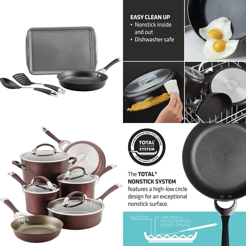 

Circulon Symmetry 4-Piece Hard-Anodized Nonstick Cookware Set, Black