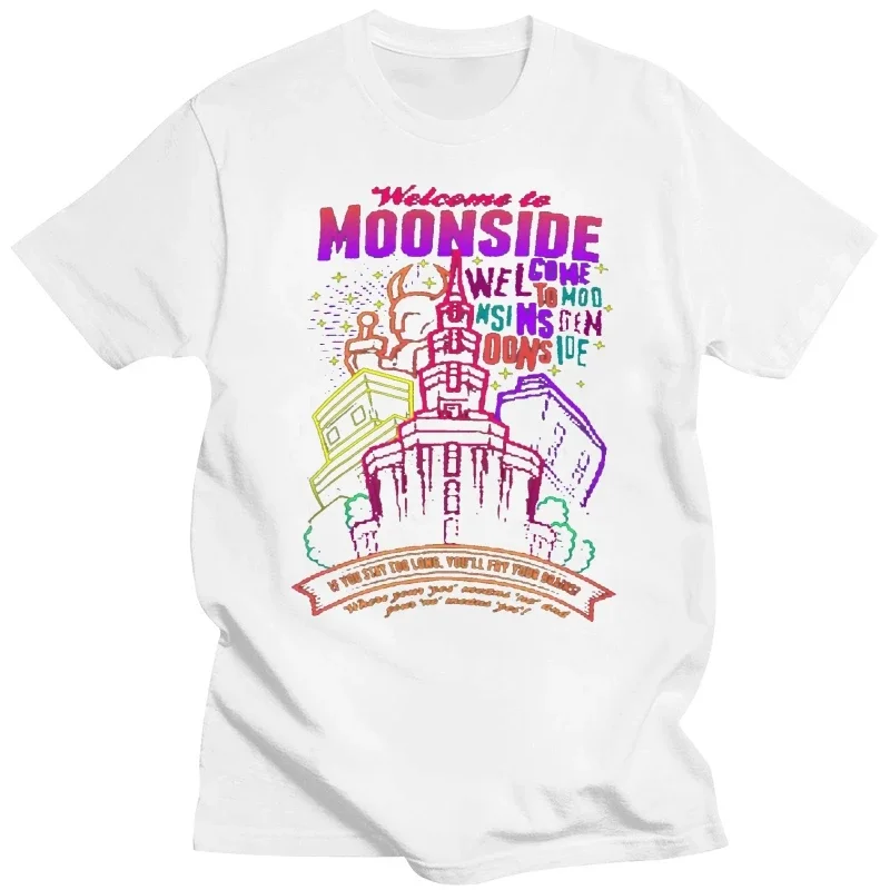 Graphic Short Sleeve T Shirt Welcome to Moonside T Shirt FourSide Earthbound Mother 2 SNES Video Game Fanart Ness New Streetwear