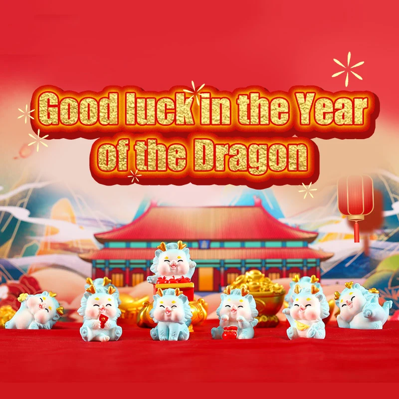 1Pc Mini Zodiac Dragon Ornament 2024 Year Of The Dragon Cartoon Figurine Micro Landscape Decoration Dollhouse Miniature Toy