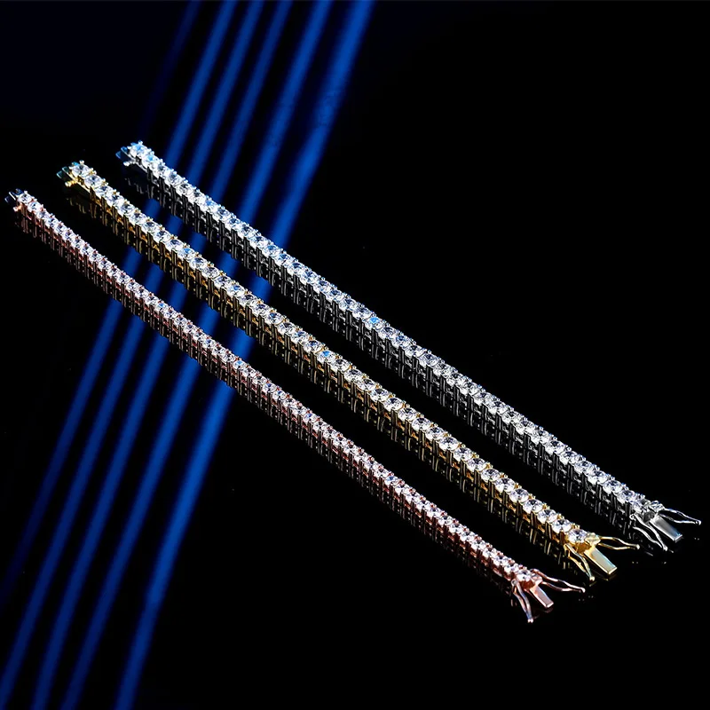 

Luxury Solid Platinum PT950 3mm Tennis Bracelet Full Diamond Moissanite Diamond Women's Bracelet