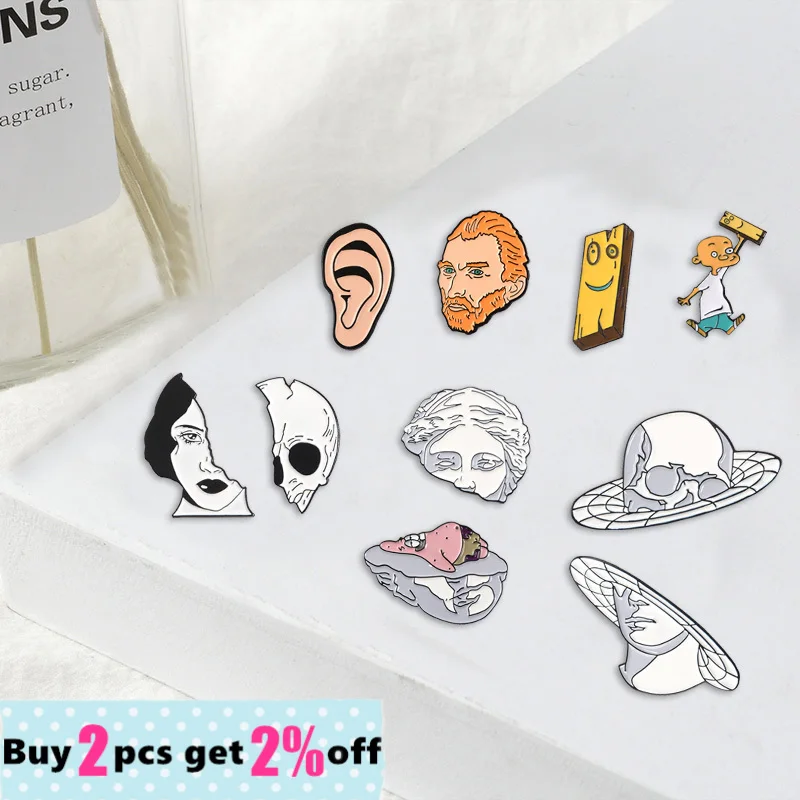 بالجملة دبوس المينا فان جوخ بلانك Ed Edd Eddy الشرير النساء دبابيس الوجه نجم البحر النحت التلبيب دبابيس مجوهرات هدية لصديق