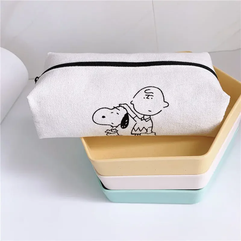 Snoopy Pencil Case Anime Kid Large Capacity Stationery Box School Students Supplies Cute Women Cosmetic Travel Storage Bag Gifts