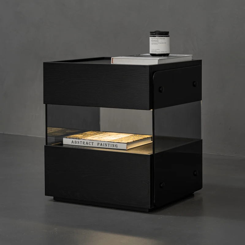 

Storage Floating Black Bedside Table Modern Nordic Design Wood Drawer Nightstand Small Weird Mesita De Noche Bedroom Furniture