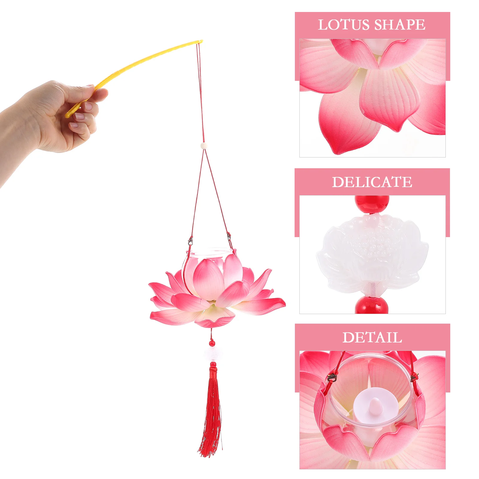 

1 Set Lotus Shaped Handheld Lantern Diy Material Kit Festive Decoration Party Supplies Lightweight Durable Tassel Design New