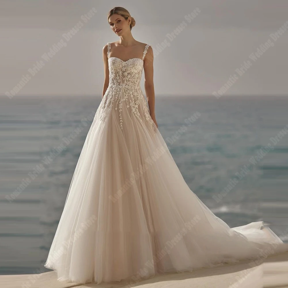 Celebrity A-Line Tulle Women Wedding Dresses Sexy Sleeveless Bridal Gowns Popular Princess Banquet Vestidos De Novias Customized