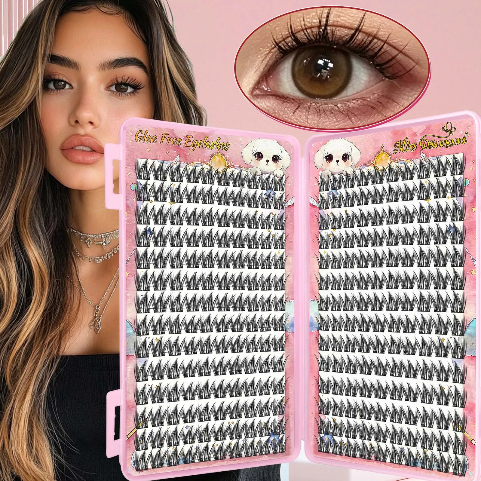 Multi-Style Cluster-Wimpern-Set: Welpenaugen-, Katzenaugen- und Puppenaugen-Effekt, Flauschige DIY Einzelwimpern, Gemischte Segmentierte Wimpernverlängerungen – Detail 2