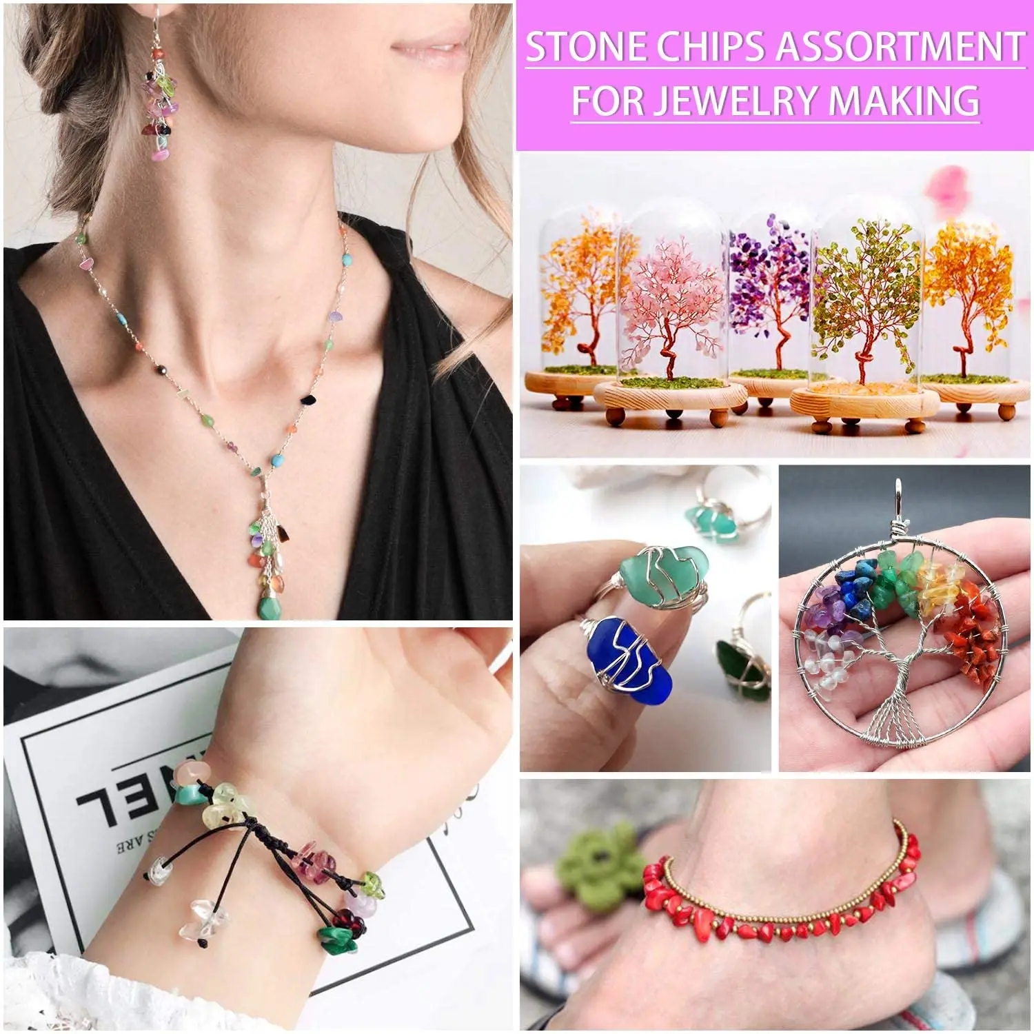 رقائق الحجر الطبيعي الخرز 3-5-8-12 مللي متر غير النظامية الحصى الخرز لصنع المجوهرات حر الخرز عقد دي اي واي سوار 15''