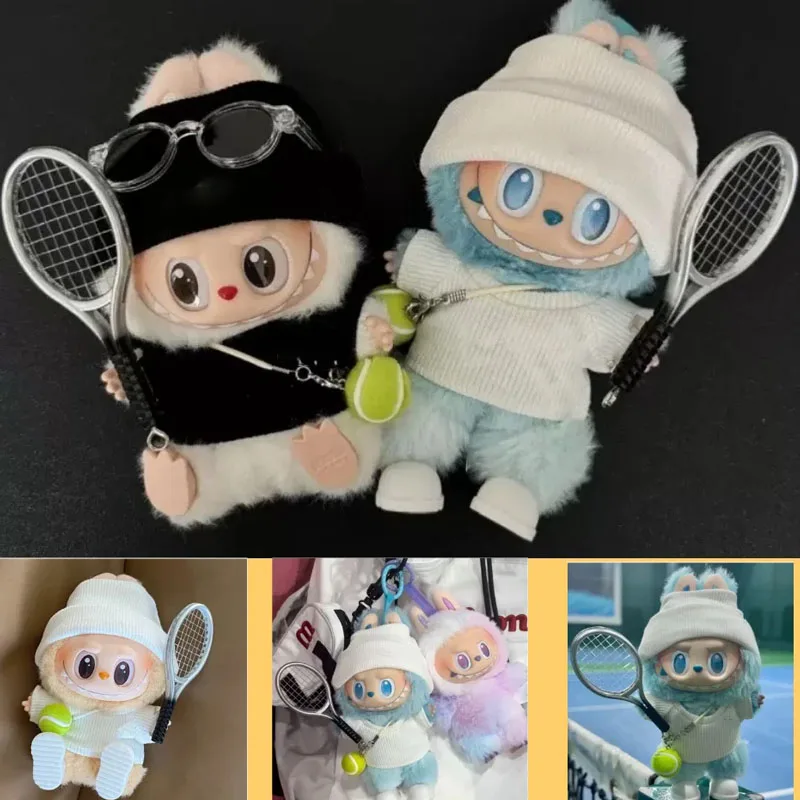 

Милые аксессуары для кукол и трикотажная одежда для Labubu, энергетический комплект для тенниса, свитер, коллекционный комплект одежды, подарок на открытом воздухе