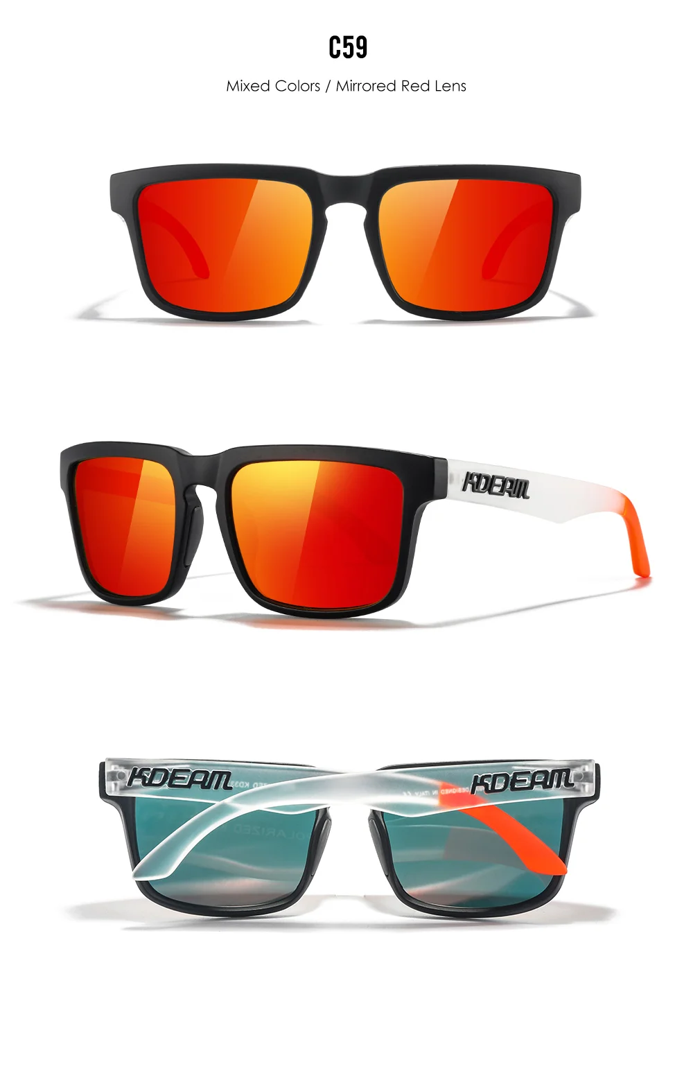 KDEAM Neue Farben Klassische KD332 Quadratische Polarisierte Sonnenbrille Für Männer Und Frauen Reisen Sonnenbrille Mit Fall Für Einfache Tragen – Detail 9