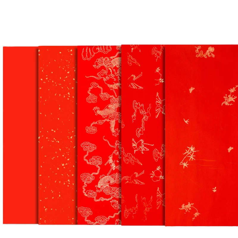 

Chinese Spring Festival Couplets Red Xuan Paper Thicken Half Ripe Rice Paper Brush Pen Calligraphy Writing Character Rijstpapier